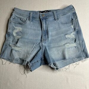 Hollister Light Blue Distressed Denim Jean Shorts